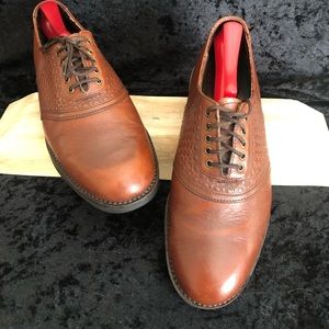 HS Trask Leather Weave Saddle Dress Shoe Oxford Brown, 8.5 M